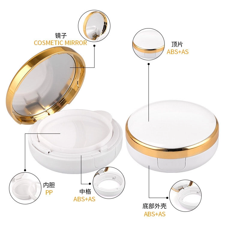 Wholesale Cosmetic Makeup Empty All White Foundation Container Packaging Round Air Cushion Bb Cream Compact Case