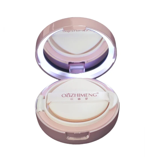 Luxury Circular Empty Plastic Bb Air Cushion Cosmetic Compact with LED Lamp